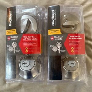 Kwikset SmartKey Security Single Cylinder Deadbolt Lock with 2 Keys 2 Pack lot